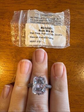 Bomb Party Size 11 Hematite CZ Statement Ring - Large Clear Stone